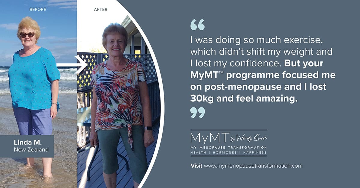 Image of women with post-menopause weight gain and after following MyMT's program.